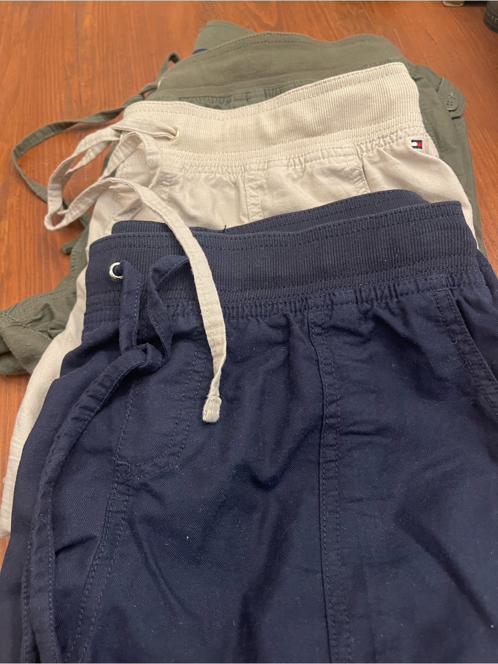 Tommy Hilfiger Navy, Beige & Olive Cropped Jogger Pants Set Lot of 3